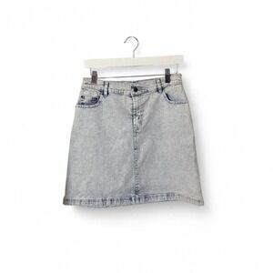 DG2 Diane Gilman Denim Mini Skirt Women 4 Light Wash A-Line Ramie Cotton